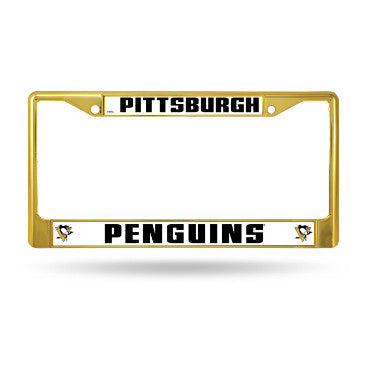 Penguins Chrome License Plate Frame Color Gold