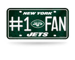 Jets #1 Fan Metal License Plate Tag Green NFL