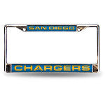 Chargers Laser Cut License Plate Frame Silver