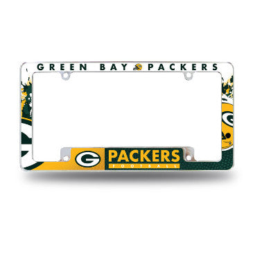 Packers License Plate Frame Chrome All Over